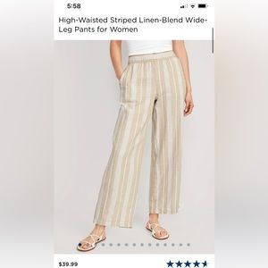 High-Waisted Linen-Blend Wide-Leg Pants for Women — solid Khaki